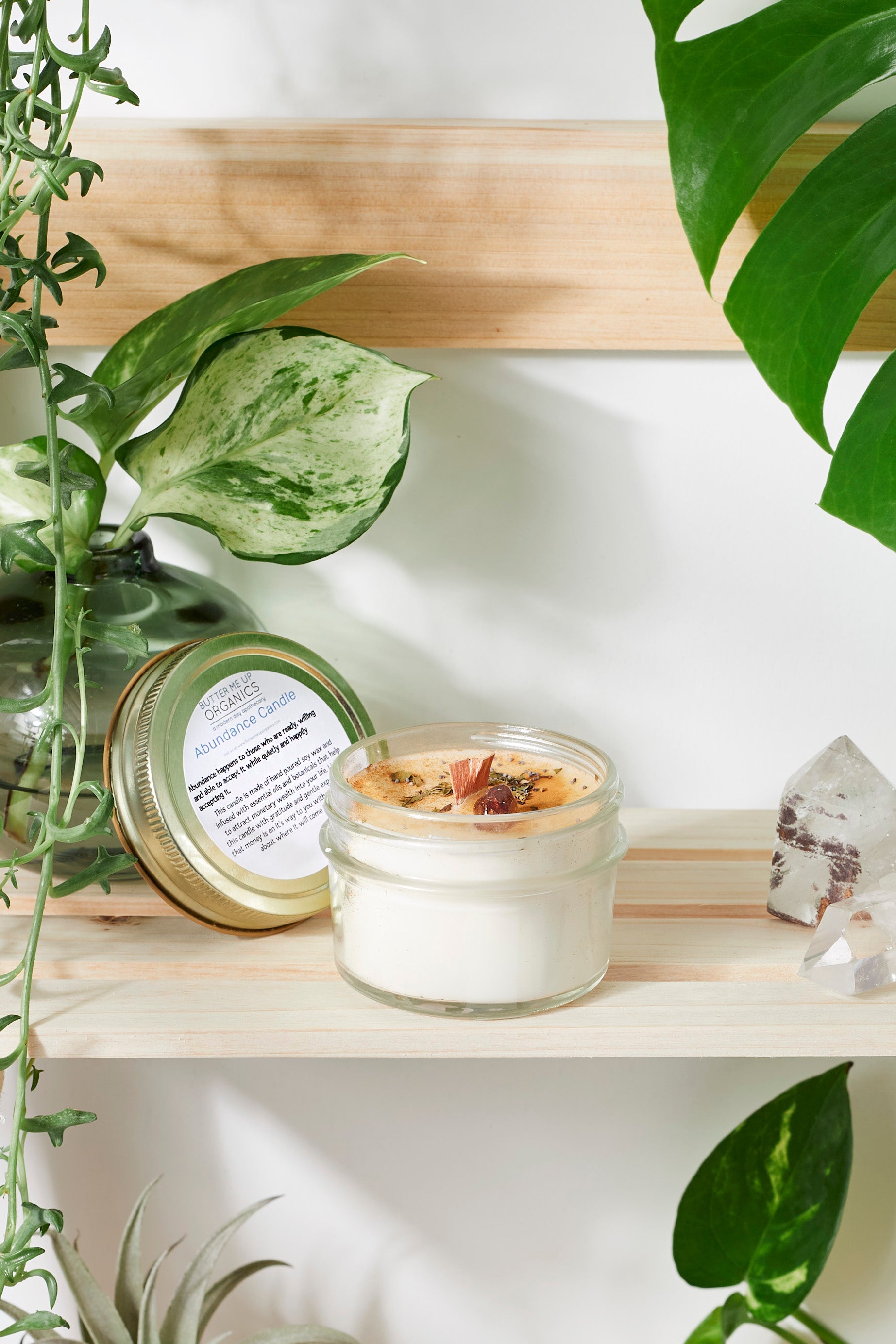 money attraction candle herbal topped citrine crystal

