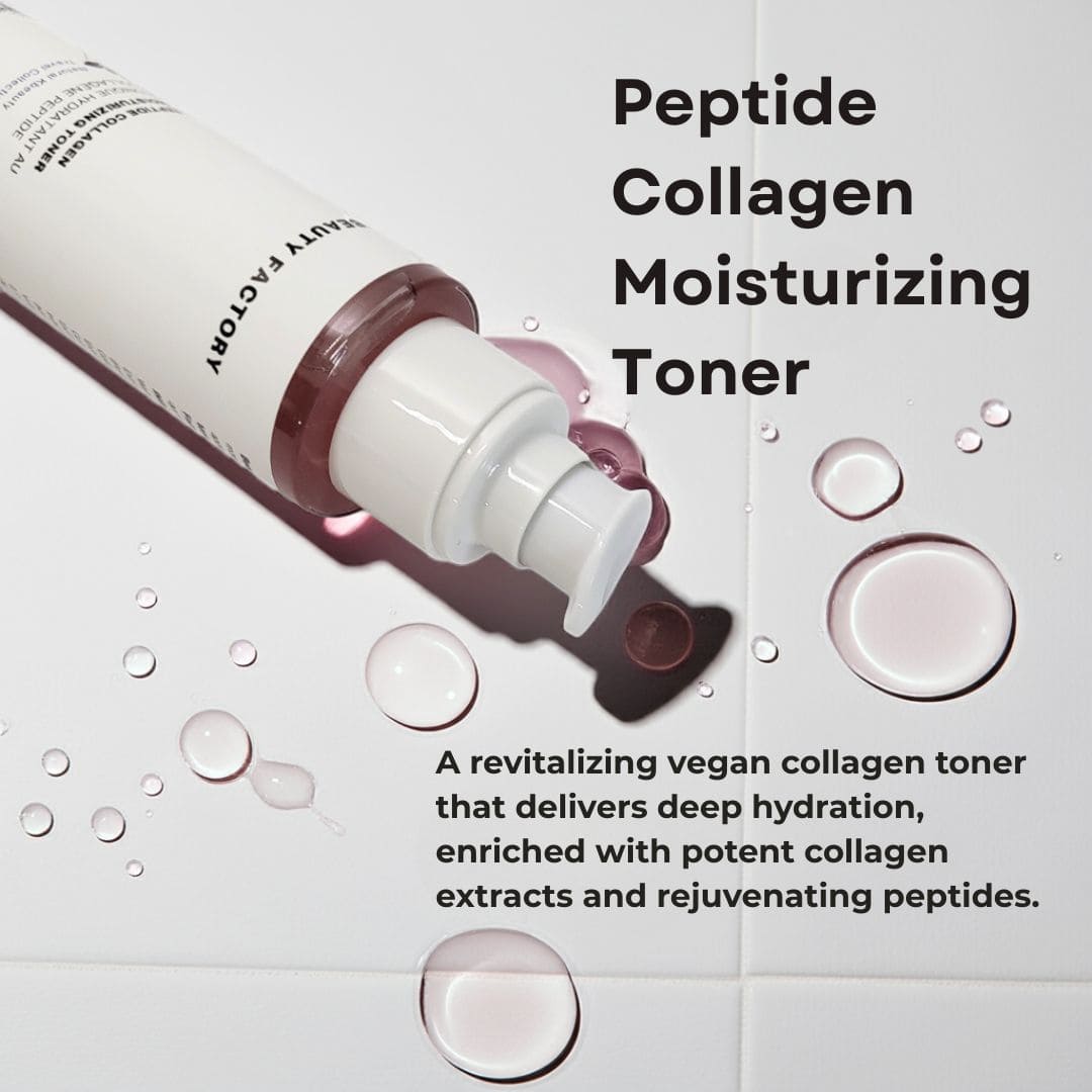 Beauty Factory Peptide Collagen Moisturizing Toner 100 ml / 3.38 FL OZ, Vegan Hydrating Toner for Elasticity