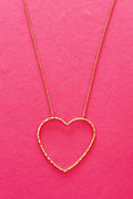 Big Heart to Love Hammered Gold Wire Heart Necklace – Adjustable 18