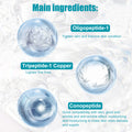 Cosmetic product with labeled main ingredients on a textured background