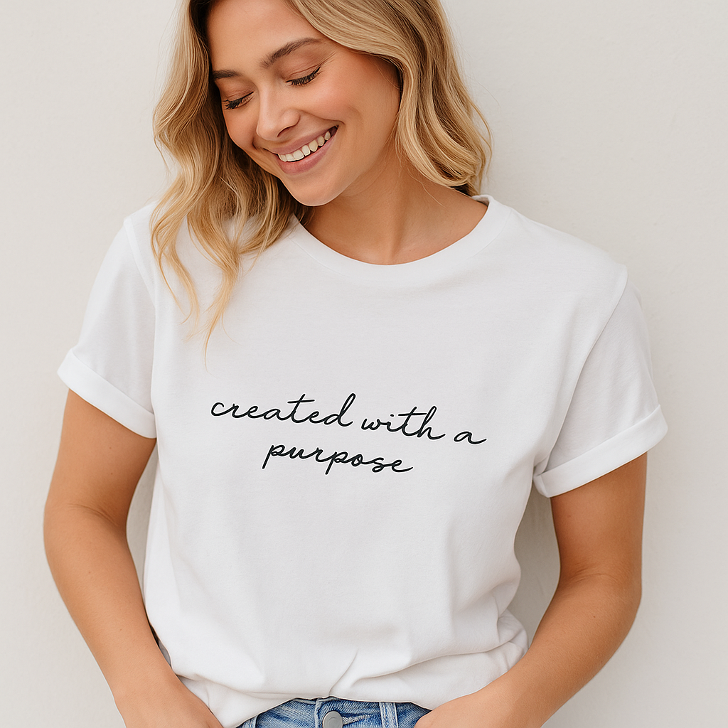 Created with a Purpose motivational t-shirt front view