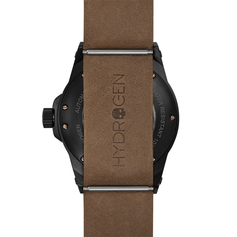 Hydrogen Sportivo Black Brown NATO – 42 mm Automatic Watch with Rose‑Gold Skull Dial