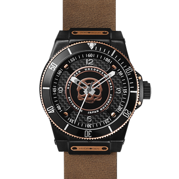 Hydrogen Sportivo Black Brown NATO – 42 mm Automatic Watch with Rose‑Gold Skull Dial