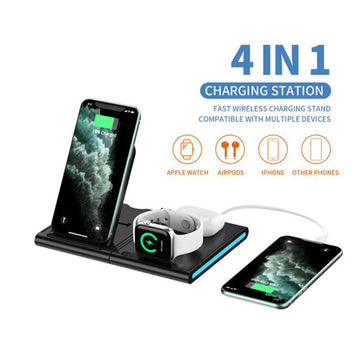 Magnetic Power Tiles 4-in-1 Wireless Charging Station modular design
