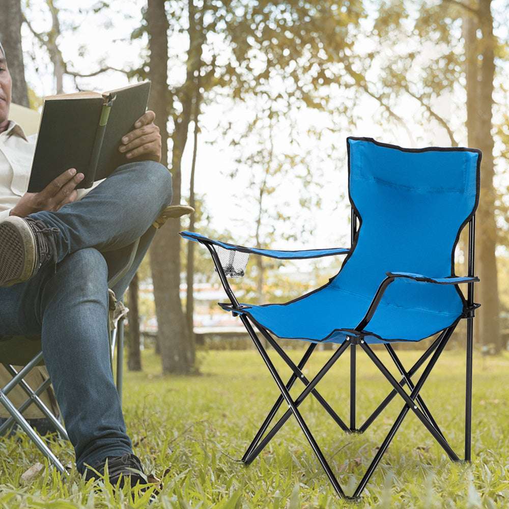 Portable Blue Camping Chair – Foldable Outdoor Chair with Carry Bag, 230lbs Capacity