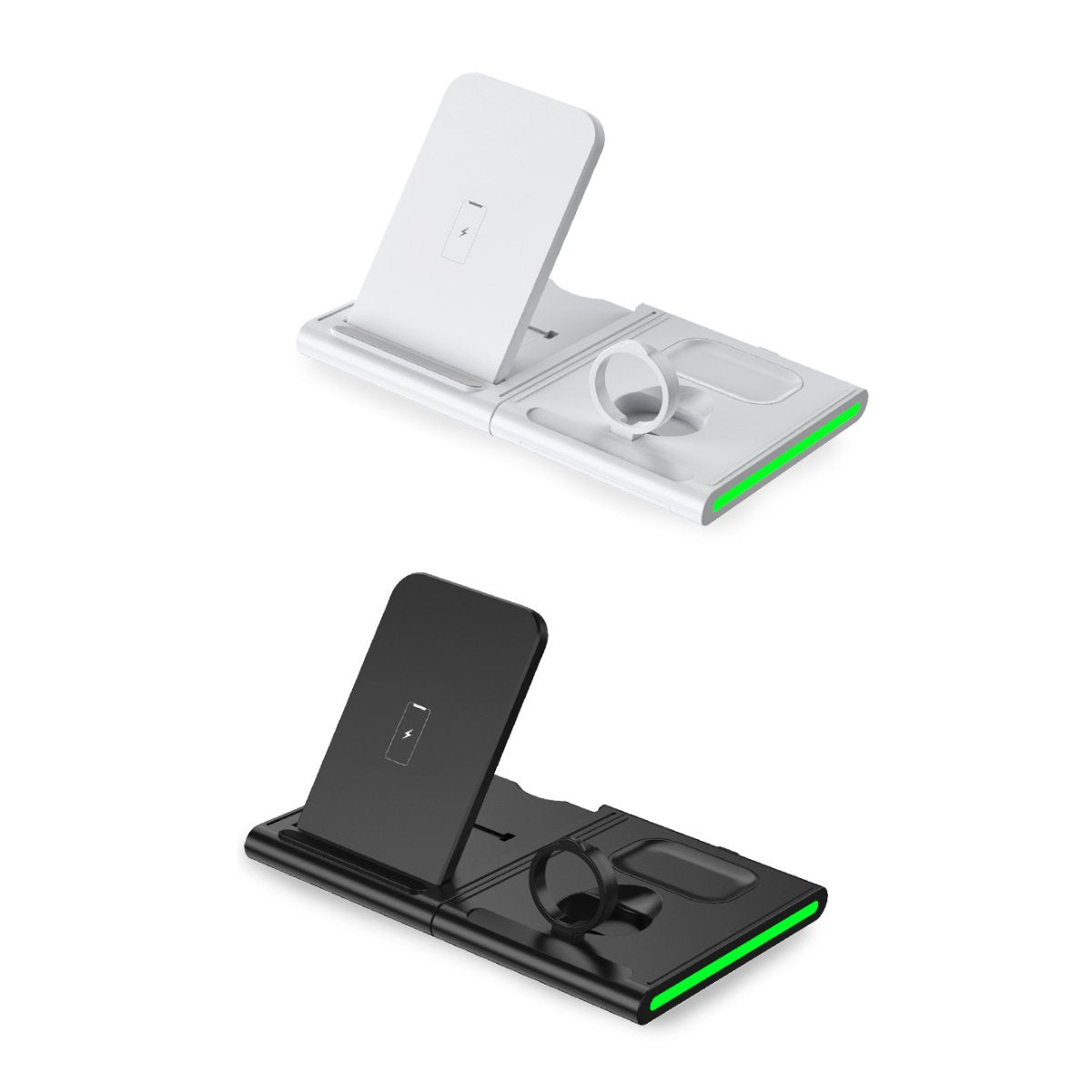 Portable magnetic charging station with LED indicator light