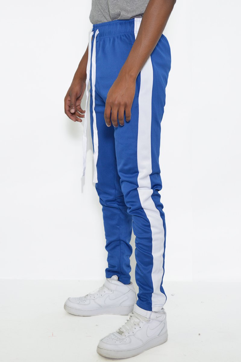 Classic Slim Fit Track Pants – Stripe Detail, Ankle Zipper, Stretch Fabric