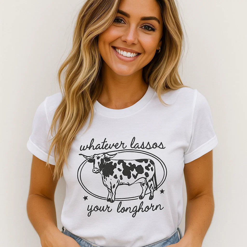 Whatever Lassos Your Longhorn Bella Canvas tee
