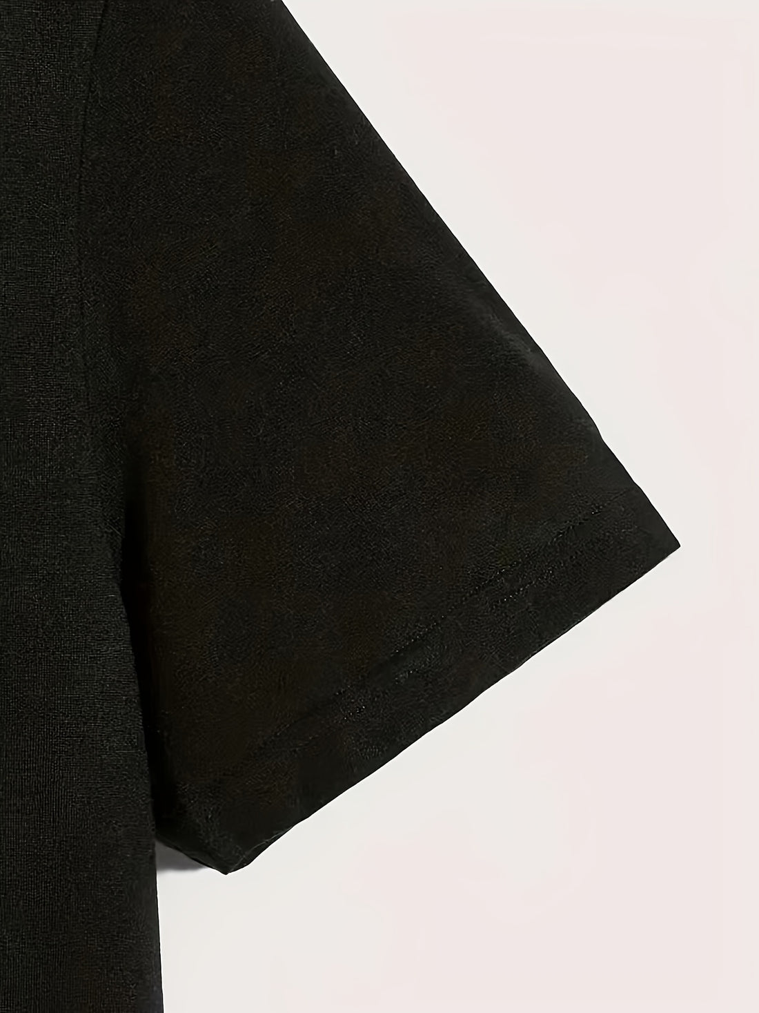 Men's printed short sleeved black shirt front view

