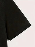 Men's printed short sleeved black shirt front view

