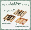 3 In 1 Wooden Chess Set Folding Chess Pieces Wooden Chess Board Family Toy