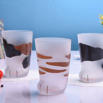 Cute Cat Paw Glass Mug – 300ml Frosted Milk & Coffee Cup for Office, Gifts, and Daily Use
