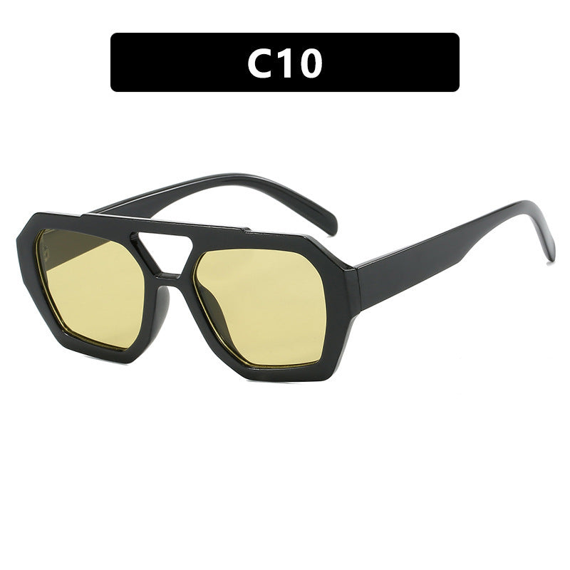 Sunglasses with black frame and yellow lenses