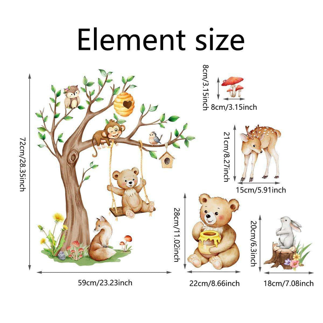 Wall Stickers Decals Animal Jungle Forest Train Kids Room Nursery Decor Peel & Stick