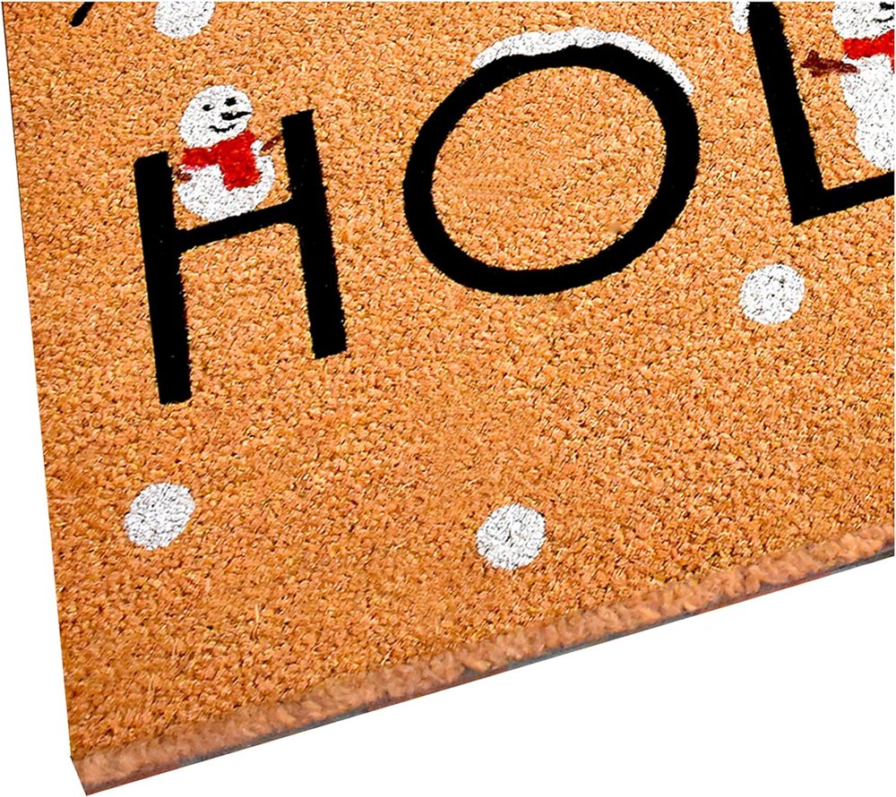 natural coir happy holidays outdoor door mat 24x36