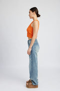 breathable rib knit cotton crop tank top