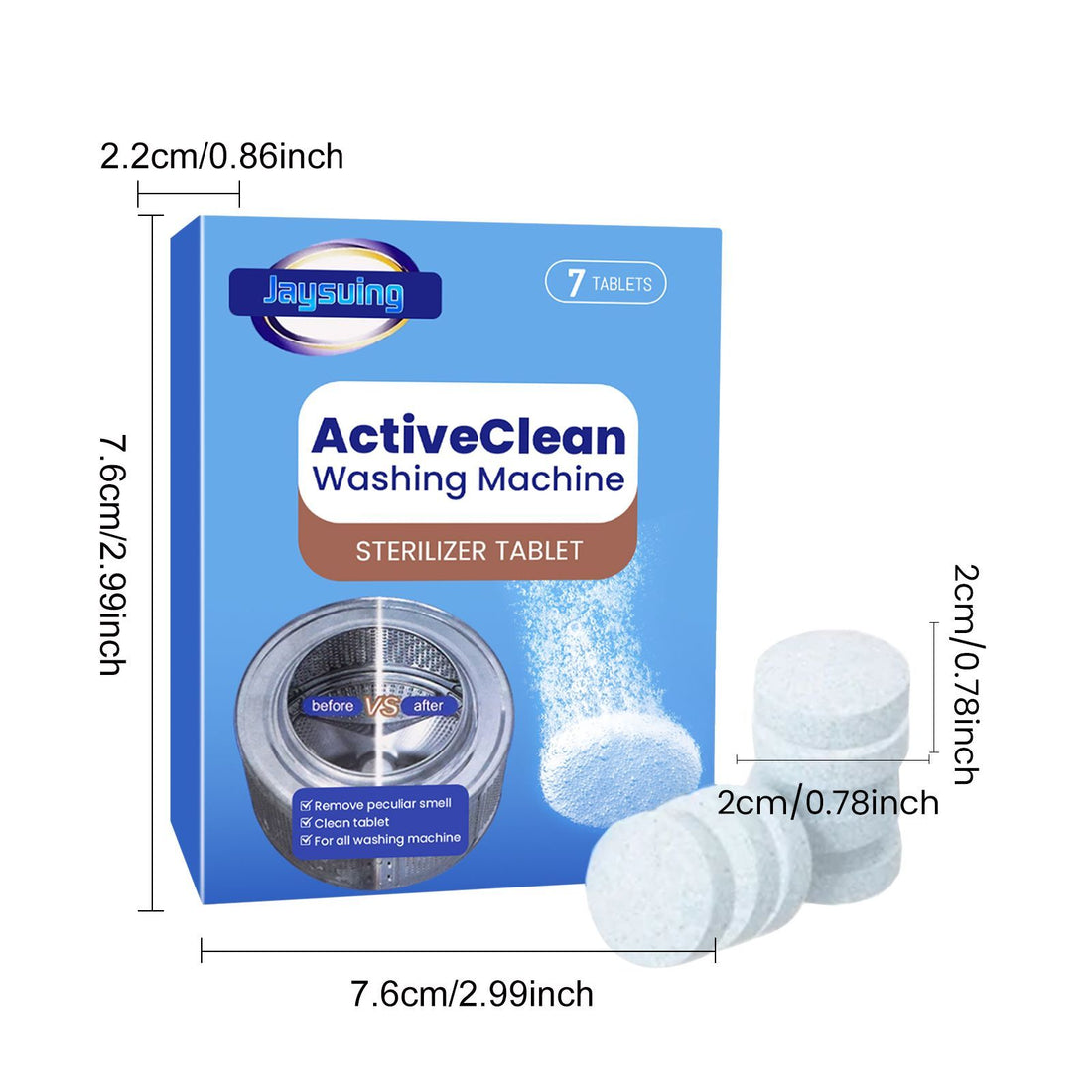 Jaysuing Washing Machine Cleaning Tablets Washing Machine Trough Automatic Roller Cleaning Dirt & Odor Cleaning Tablets