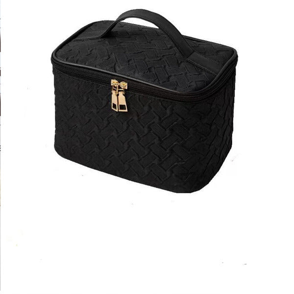 Black Premium Large Capacity Portable Travel Cosmetic Bag – Front View

