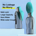 Two water bottles with a spoon attachment on a light blue background, featuring text about bottle features.