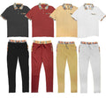 Checkered Polo and Pant Set – Cotton Blend Casual Outfit with Plaid Accents

