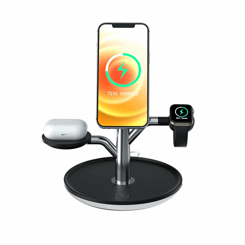 3-in-1 Universal Wireless Charging Stand for iPhone, Apple Watch & AirPods