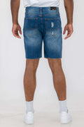 Men’s Distressed Denim Shorts – Above the Knee, Button Closure, Classic Fit

