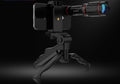 Phone camera with lens attachment on a stand