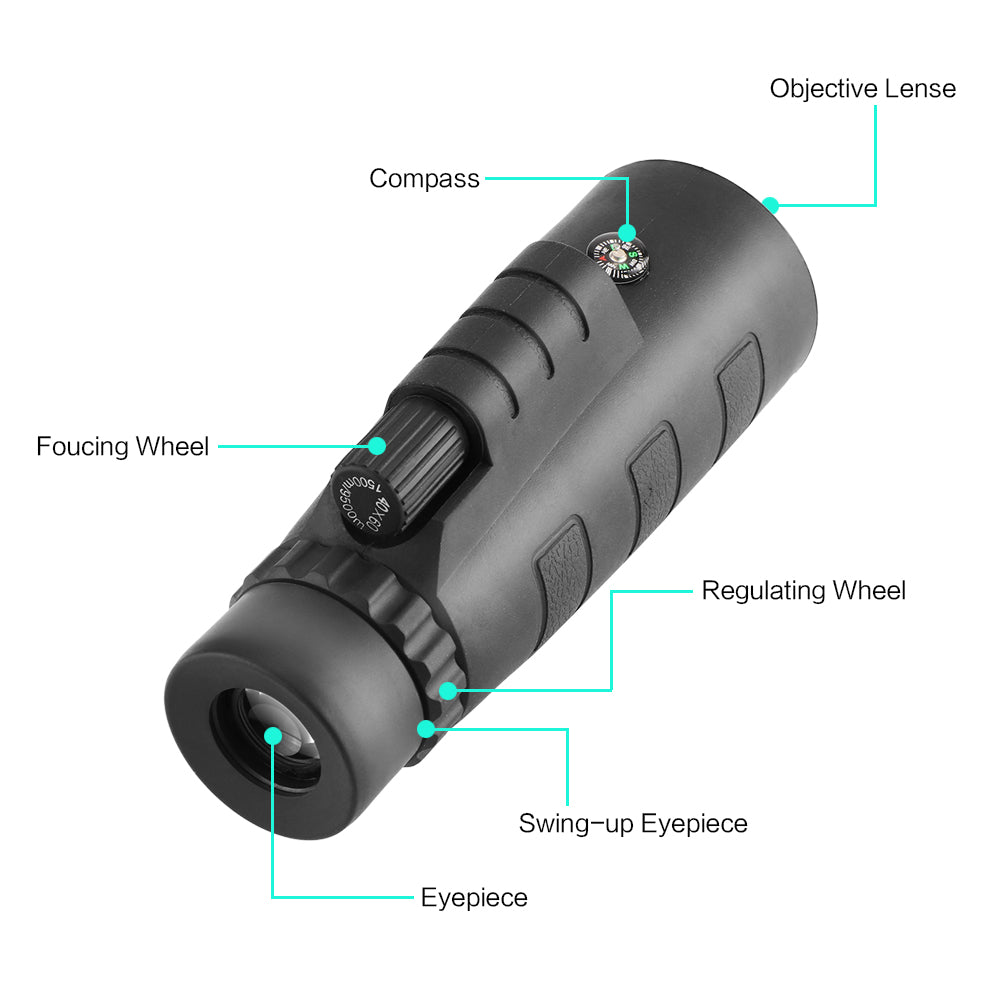 10X HD Optical Monocular Telescope with Phone Clip & Tripod – BAK4 Prism Zoom Scope
