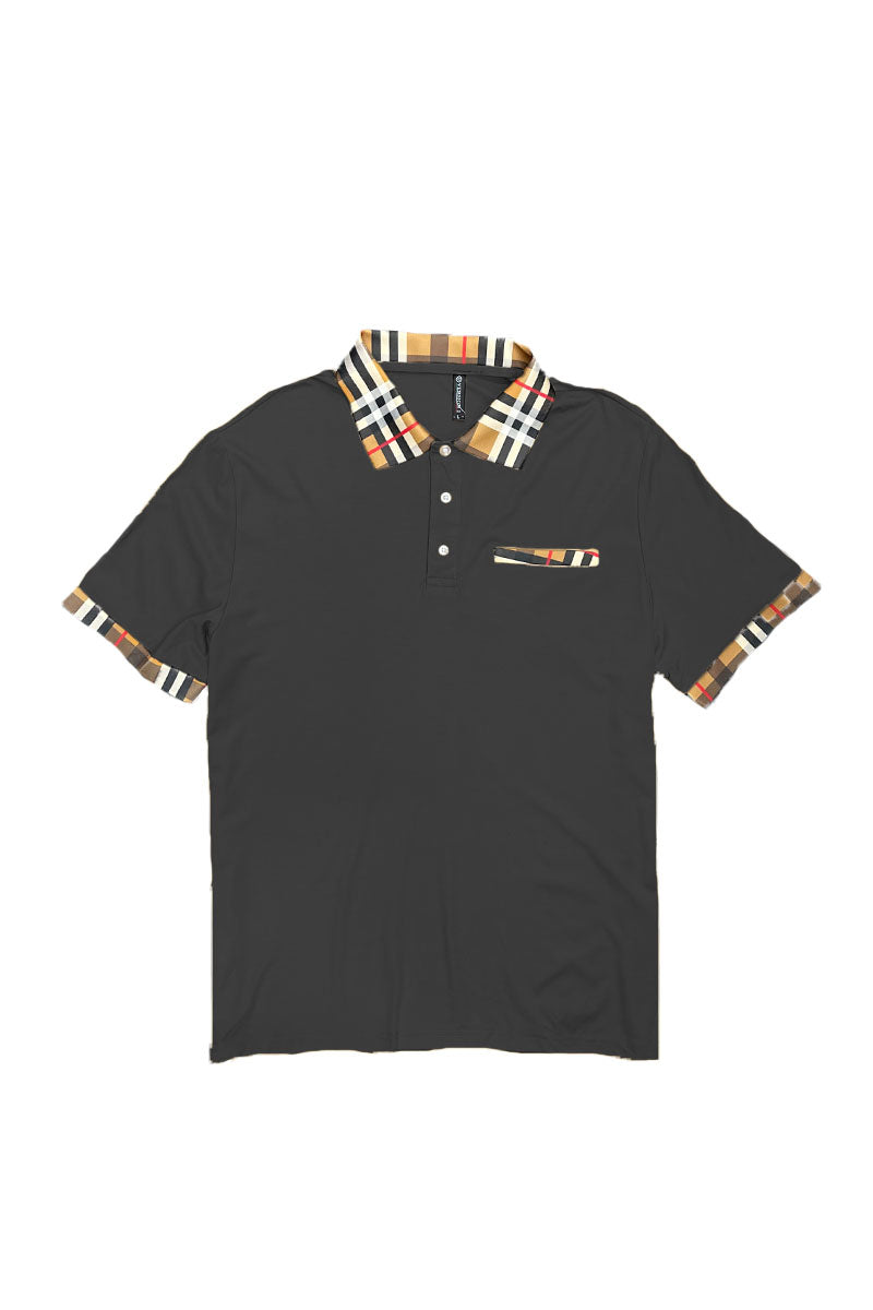 Checkered Polo and Pant Set – Cotton Blend Casual Outfit with Plaid Accents

