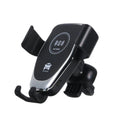 Black car phone holder with wireless charging icon