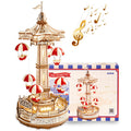 ROKR Parachute Tower 3D wooden puzzle with lit parachutes and music box
