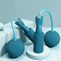 Weighted cordless jump rope with silicone handles and adjustable PVC cord