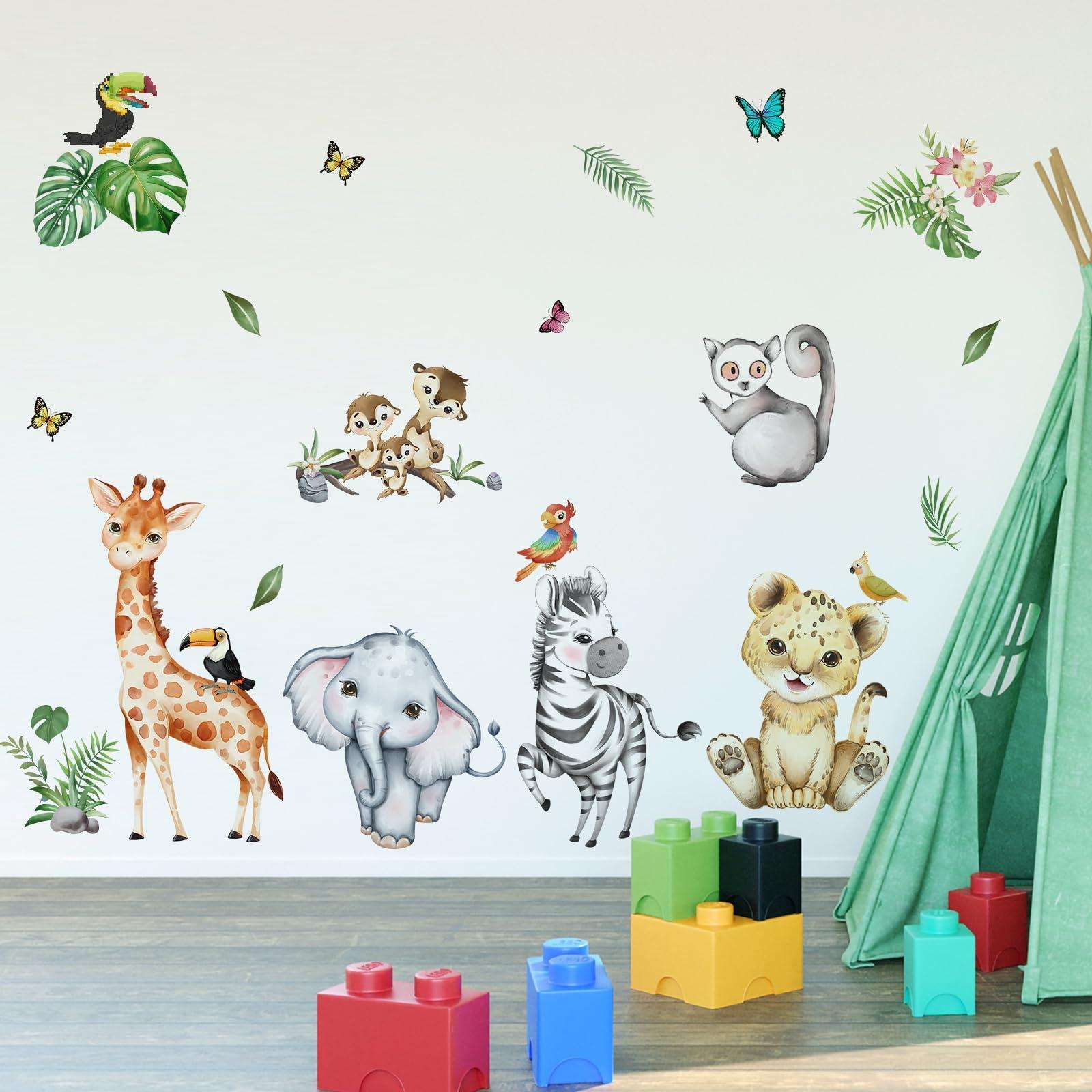 Wall Stickers Decals Animal Jungle Forest Train Kids Room Nursery Decor Peel & Stick