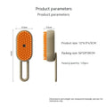 Product parameters of a grooming brush with dimensions and packaging details