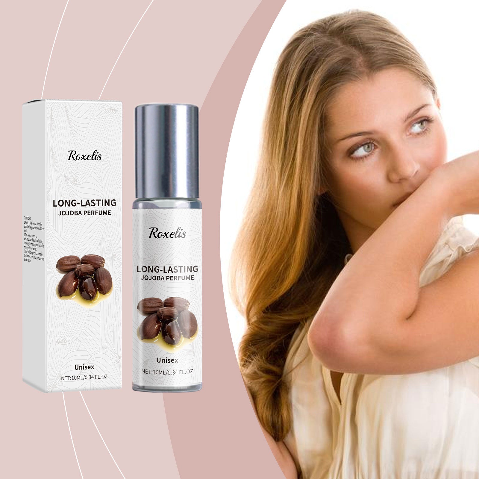 Roxelis Jojoba Perfume Oil – 10 ml Roll-On with Amber & Bergamot