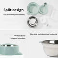 Pet slow feeder bowl with gravity-fed water tank in blue