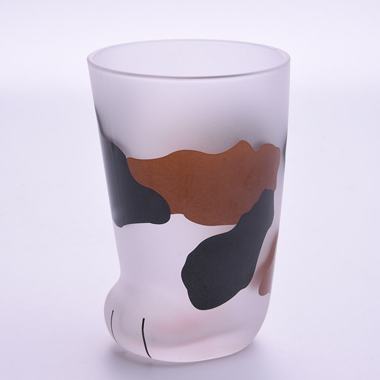 Cute Cat Paw Glass Mug – 300ml Frosted Milk & Coffee Cup for Office, Gifts, and Daily Use
