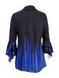 Casual printed blue lapel collar t-shirt side view

