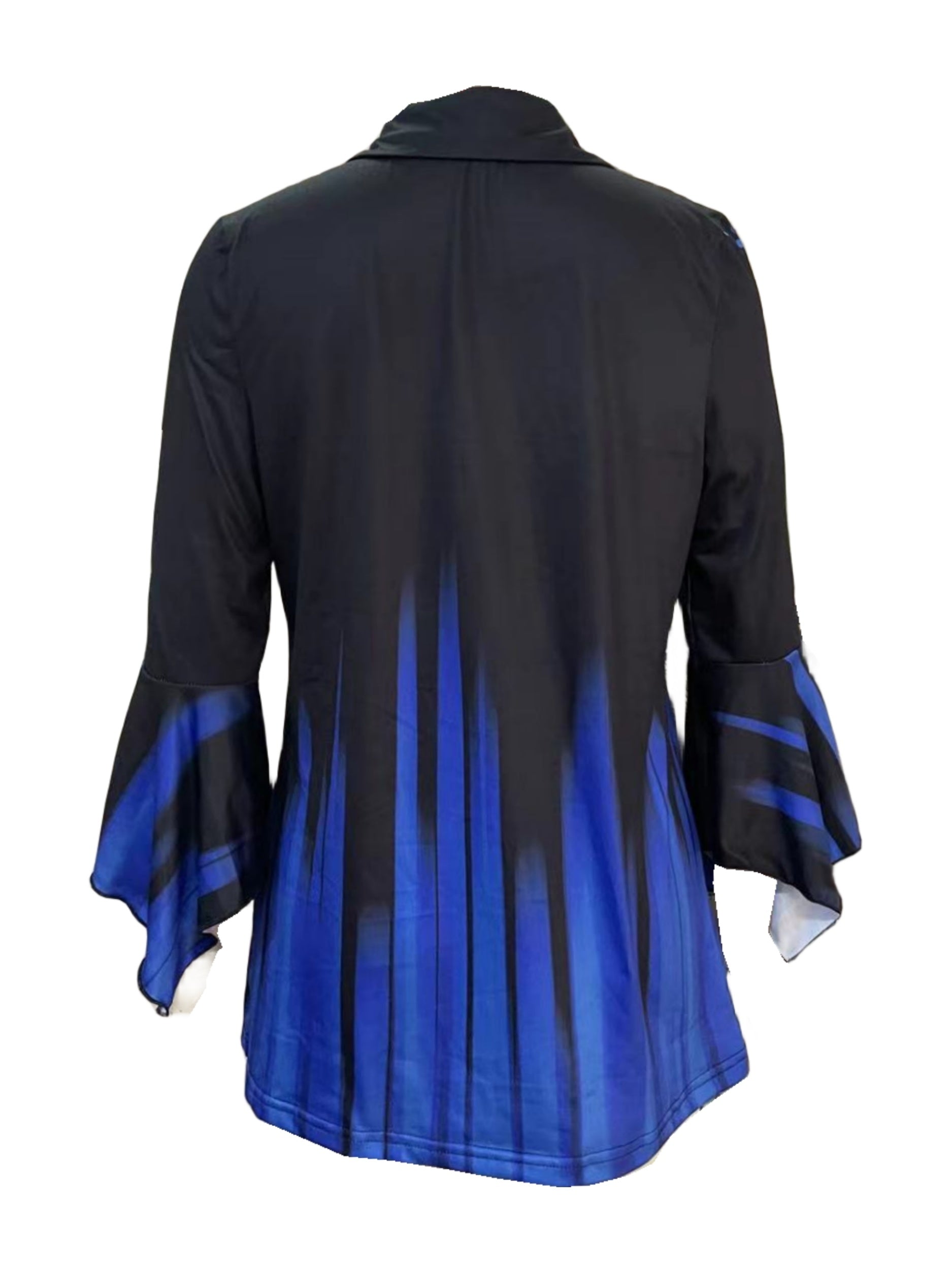 Casual printed blue lapel collar t-shirt side view

