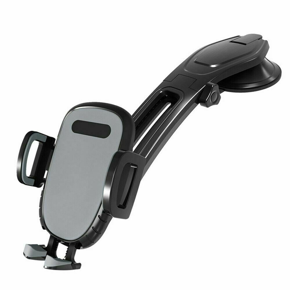 Black car phone holder with a gray suction cup