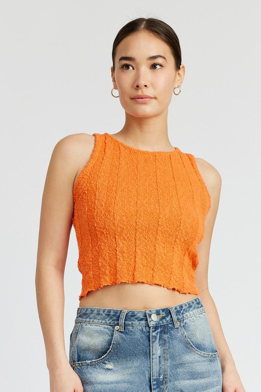 rib cropped tank top 100% cotton imported