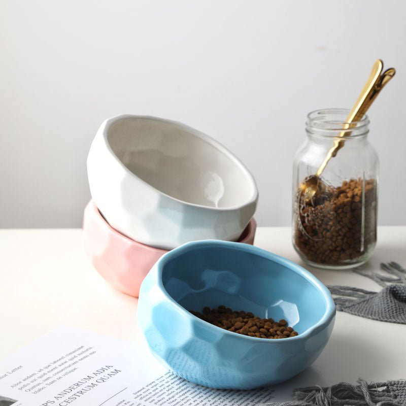 Tilted Ceramic Pet Bowl with Wooden Stand – Cats & Dogs - PrimeFlow
