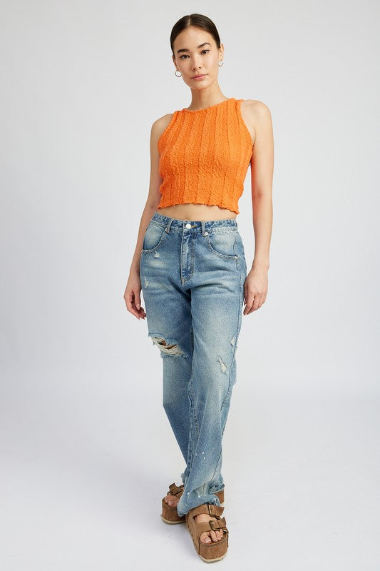 women’s ribbed cotton cropped tank